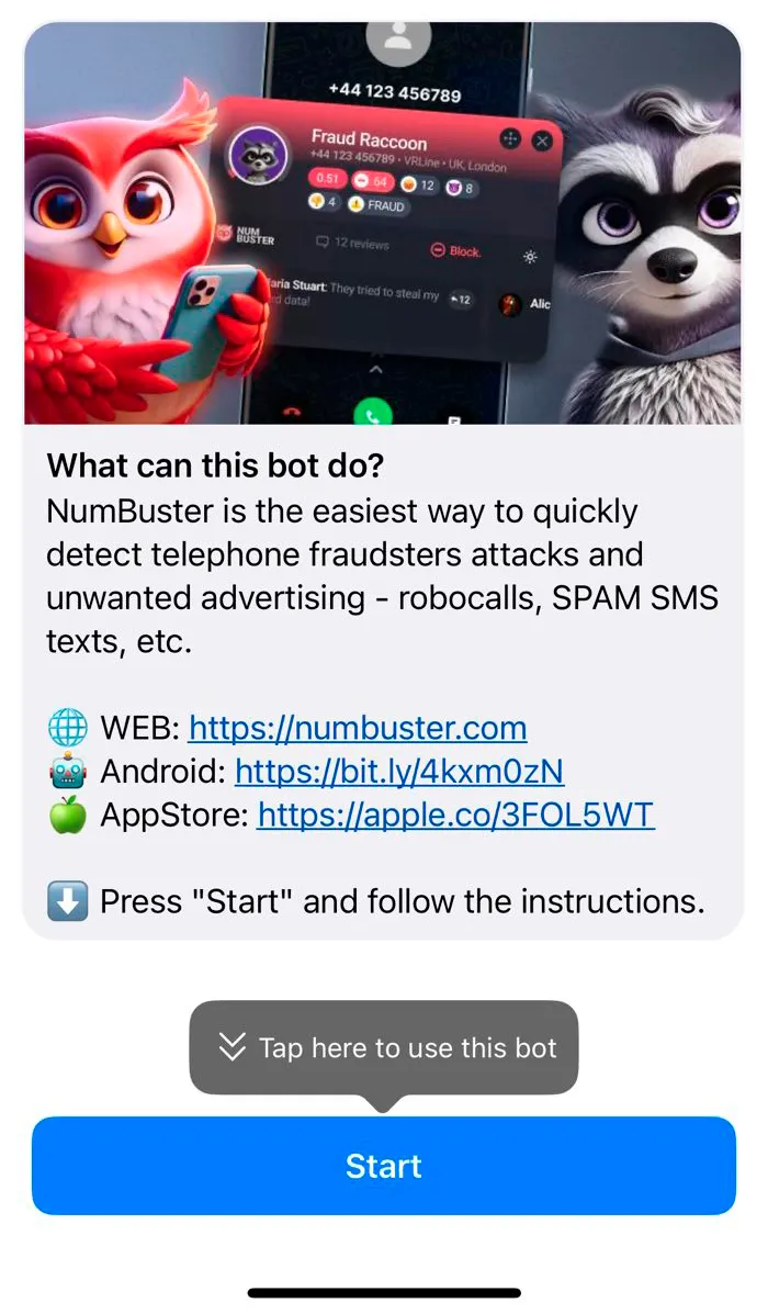 Бот NumBuster в Telegram для проверки номеров и блокировки спама